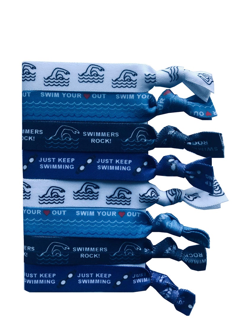 Sportigift 8 Piece Swimming Hair Elastic Set - Hair Accessories for Girls, Women, Coaches, Teams, Swim Meets - MADE in the USA - Image 1
